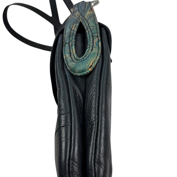 Solace Artsy Art To Wear Black Pebbled Buttery Soft Leather Boho Purse - Picture 3 of 14